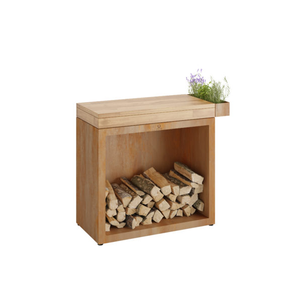 OFYR Butcher Block Storage 90 Corten Teck Wood
