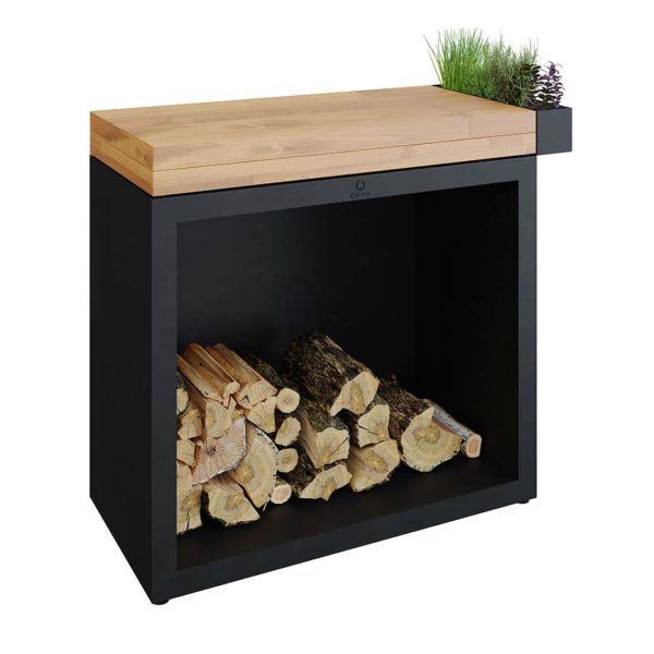 OFYR Butcher Block Storage 90 Black Teck Wood