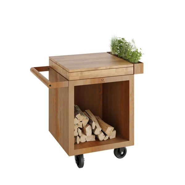 OFYR Mise en Place Table Corten 65 PRO Teck Wood